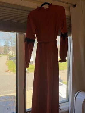 Long Sleeve Rust Maxi Dress with Lace Detail- size 38 / 6